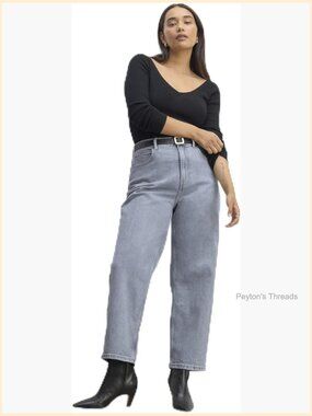 High-Rise Hourglass Fit Jeans Cotton Blend Button Zipper